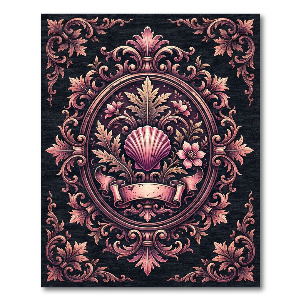 Elegant Blush Shell Baroque Medallion Rug
