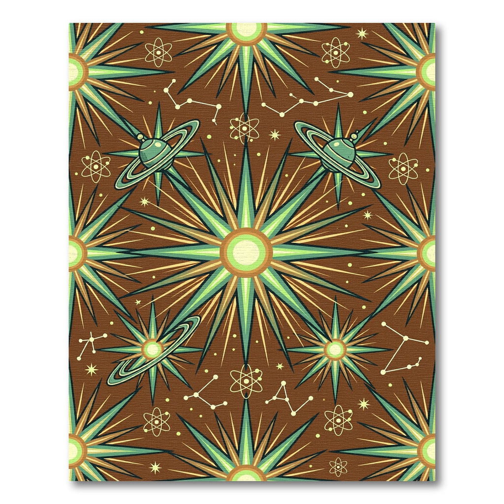 Celestial Geometric Star and Planet Art Rug