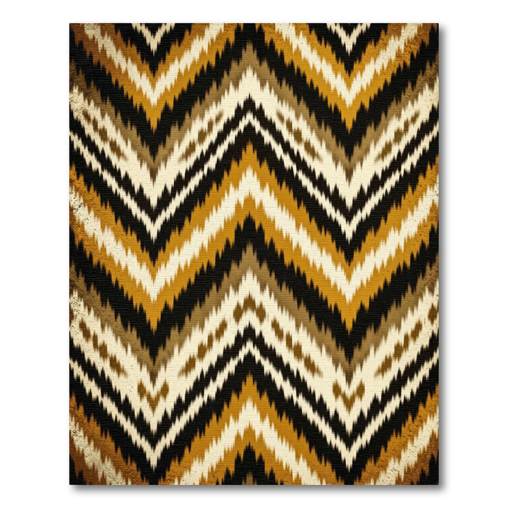 Earthy Ochre Chevron Ikat Geometric Rug