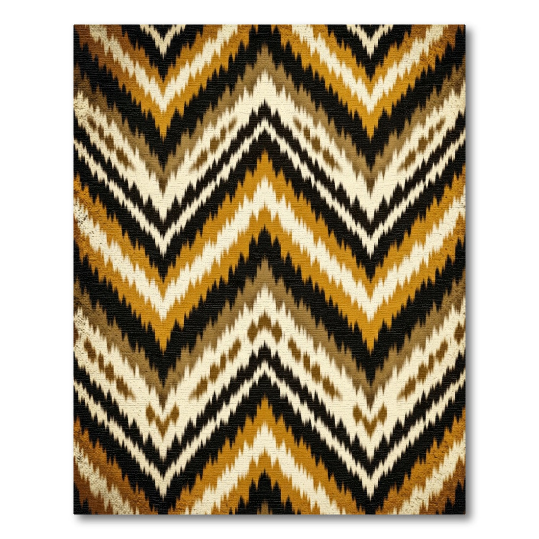 Earthy Ochre Chevron Ikat Geometric Rug