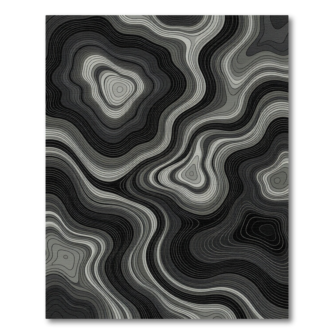 Monochromatic Topographic Contour Rug