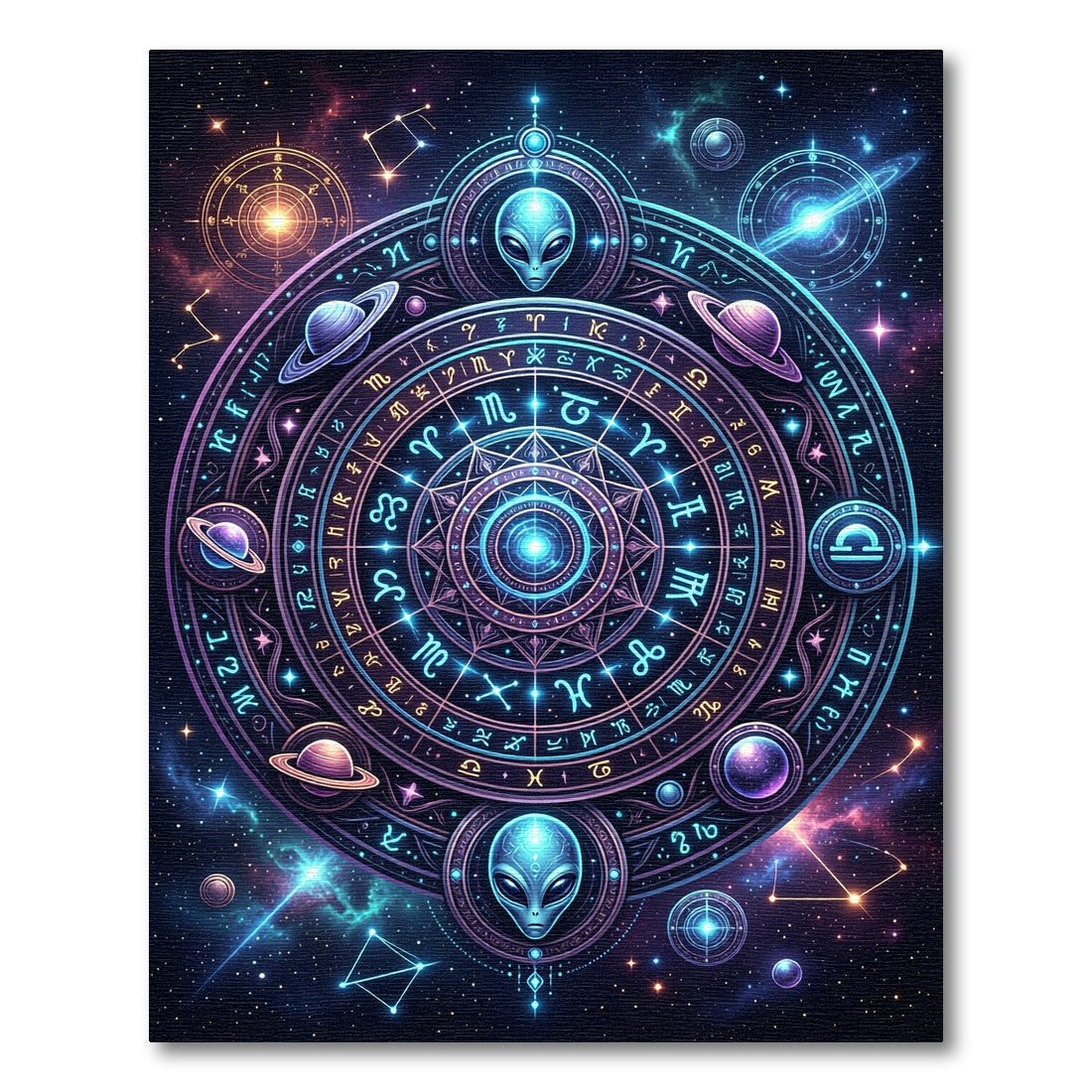 Cosmic Alien Zodiac Celestial Constellation Orb Rug