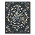 Elegant Charcoal Gray Damask Acanthus Scroll Rug