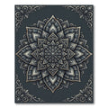 Sophisticated Charcoal Silver Floral Mandala Rug