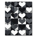 Modern Monochrome Geometric Heart Grid Rug