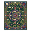 Emerald Lotus Mandala Floral Medallion Rug
