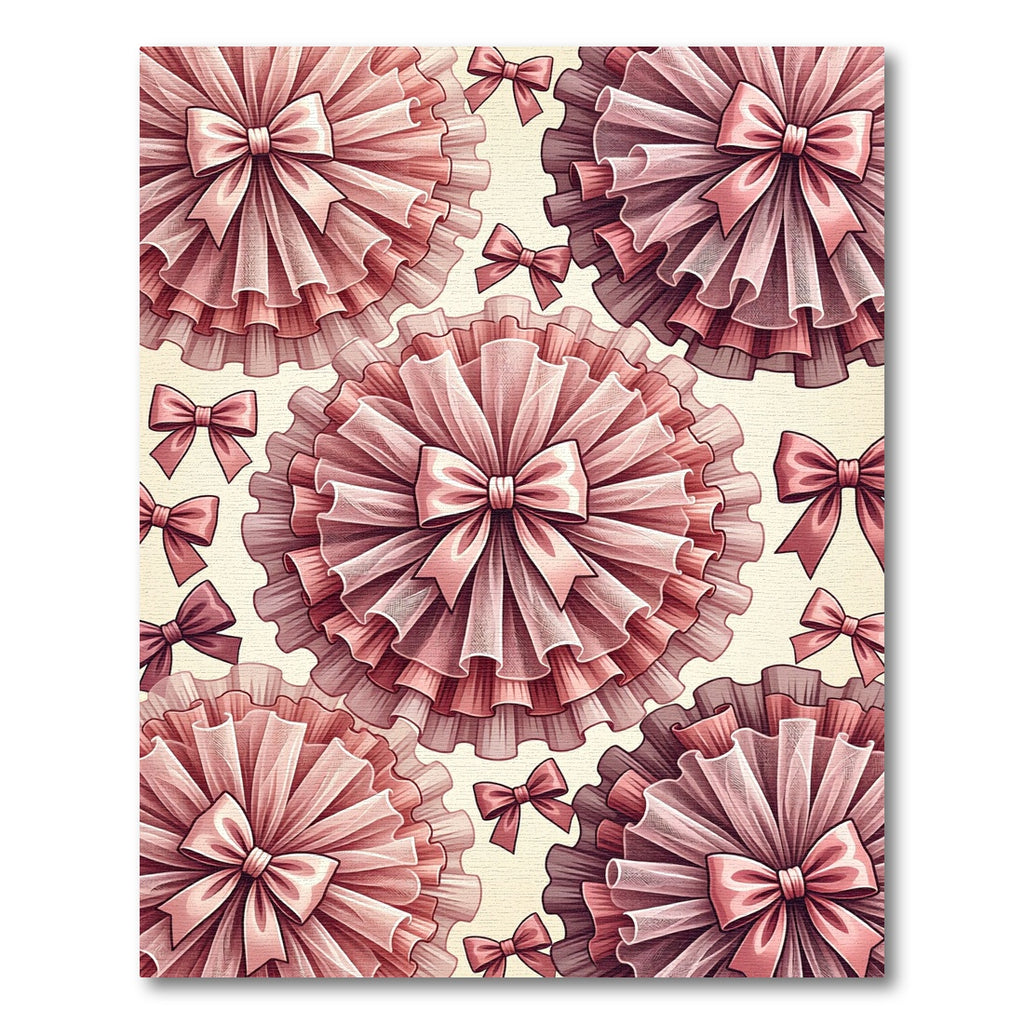 Pink Ruffled Bow Composition Rug