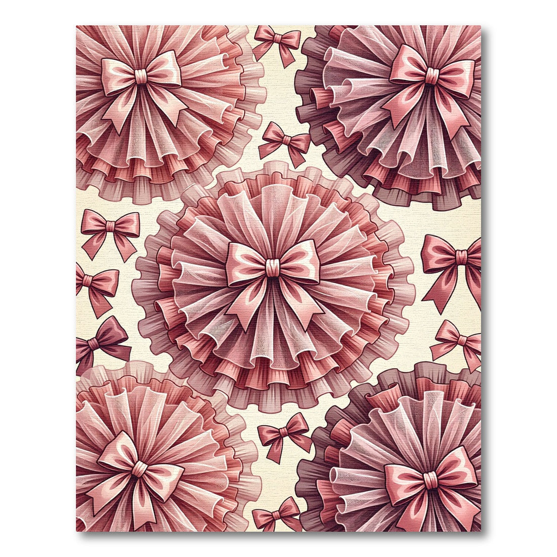 Pink Ruffled Bow Composition Rug