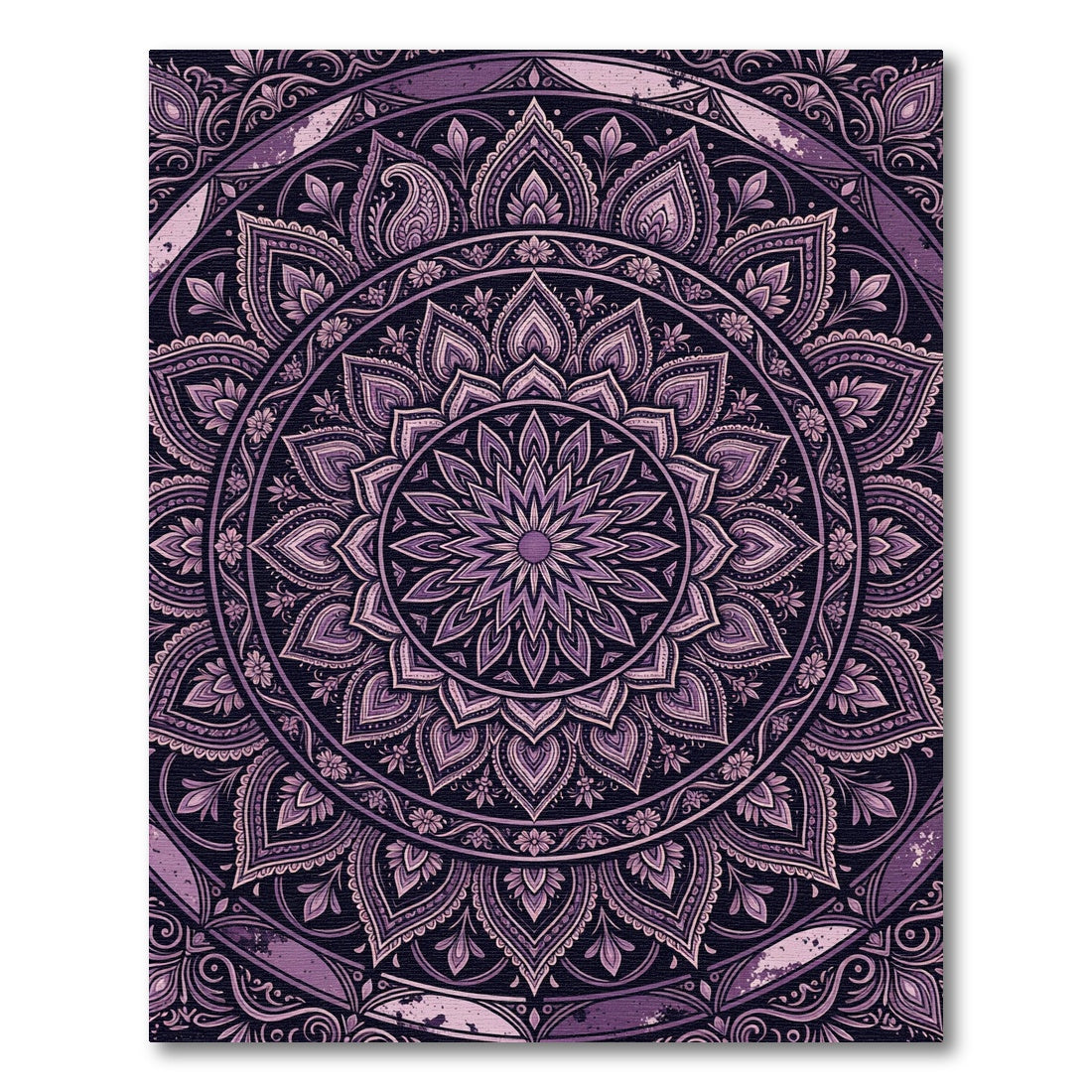 Ornate Deep Purple Floral Mandala Rug