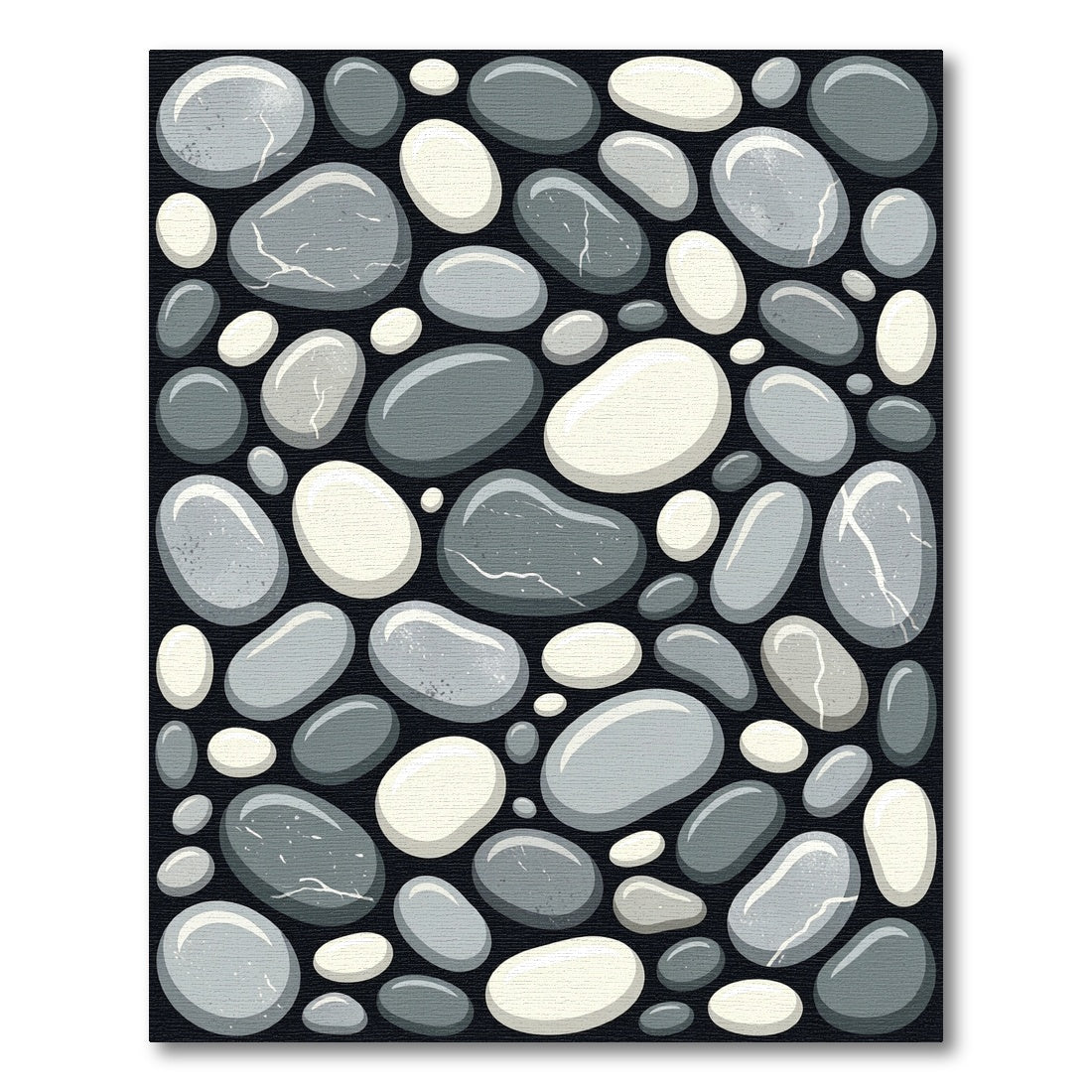 Smooth Stone Grey Pebble Arrangement Rug