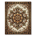 Elegant Gold Filigree Floral Acanthus Medallion Rug