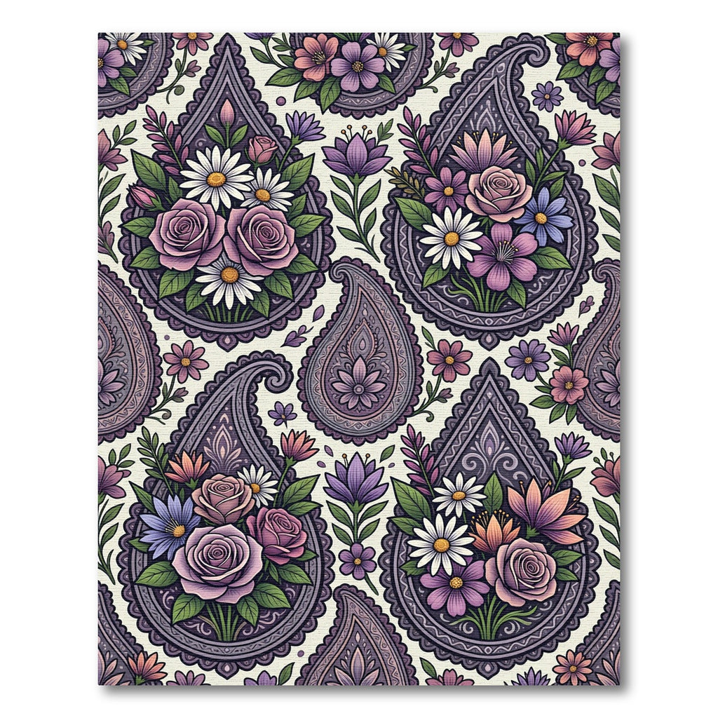 Elegant Lavender Floral Paisley Medallion Rug