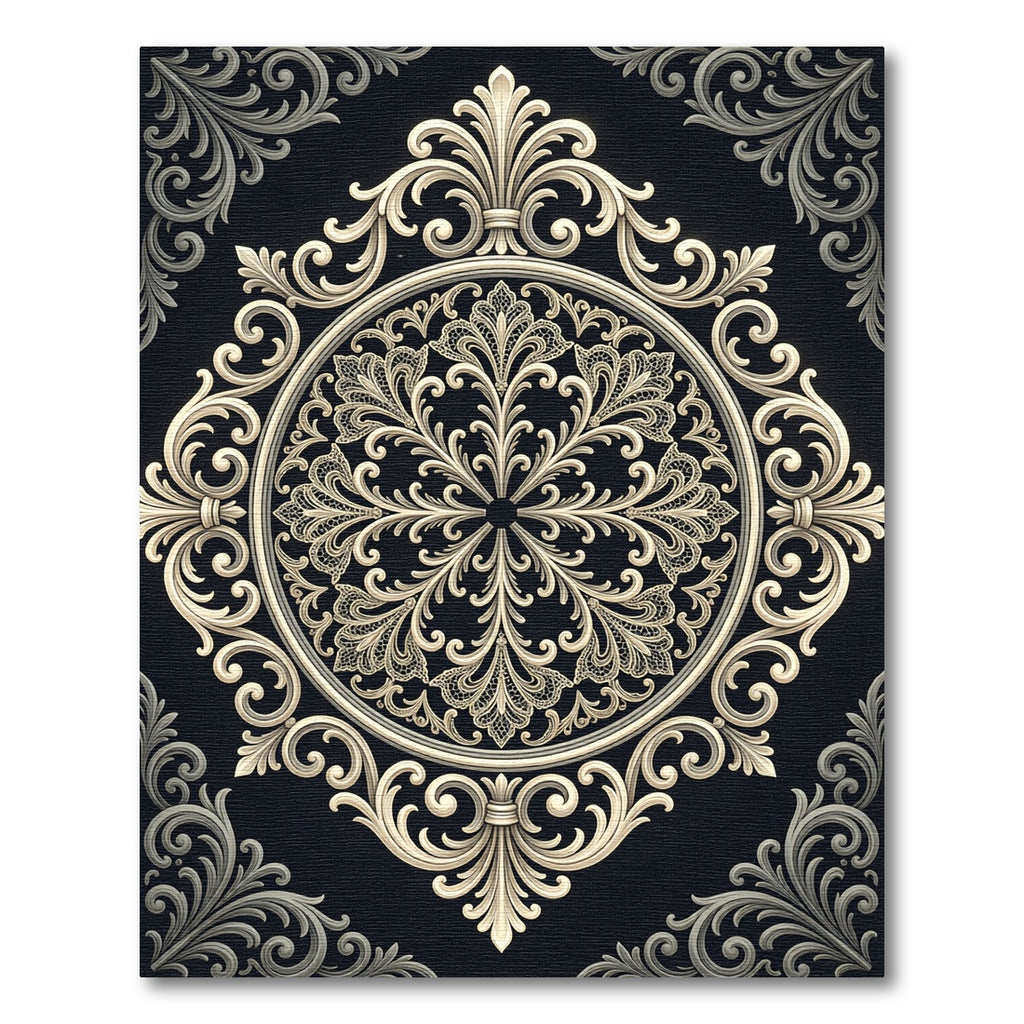 Classic Ivory Ornate Floral Mandala Rug