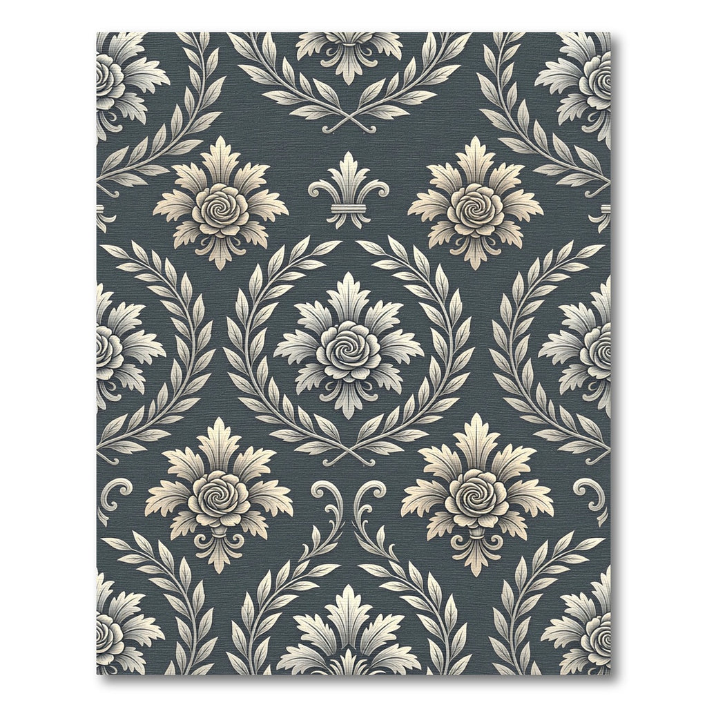 Ornate Ivory Floral Laurel Swirl Rug