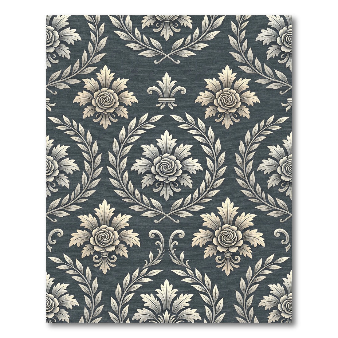 Ornate Ivory Floral Laurel Swirl Rug