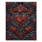 Ornate Red Heart Baroque Swirl Rug