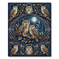 Midnight Blue Forest Owl Medallion Rug