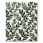 Deep Emerald Vines Over Cream Rug