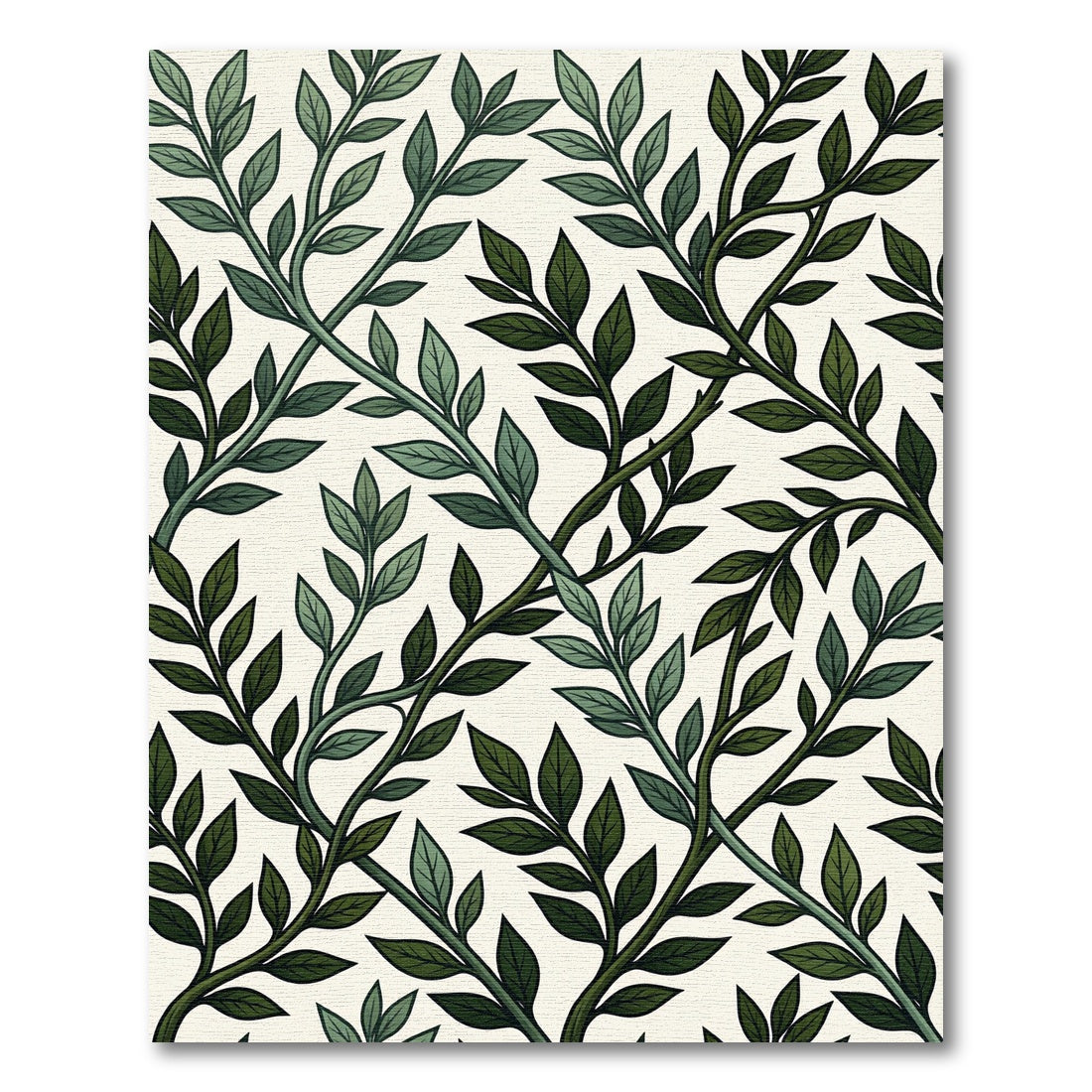 Deep Emerald Vines Over Cream Rug