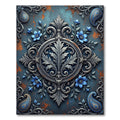 Ethereal Silver Floral Medallion Blue Rust Rug