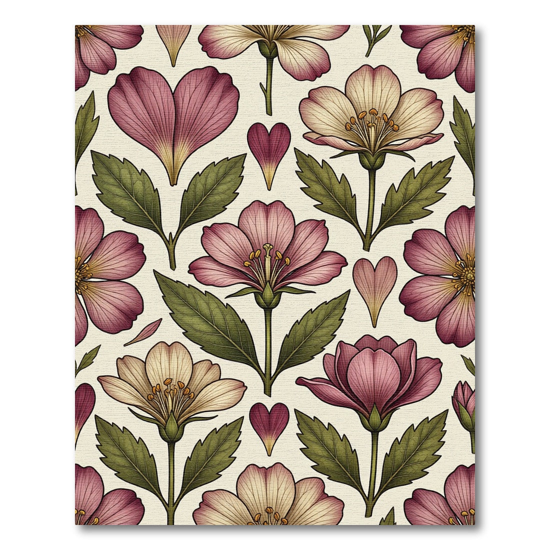 Vintage Romantic Blush Floral Botanical Art Rug