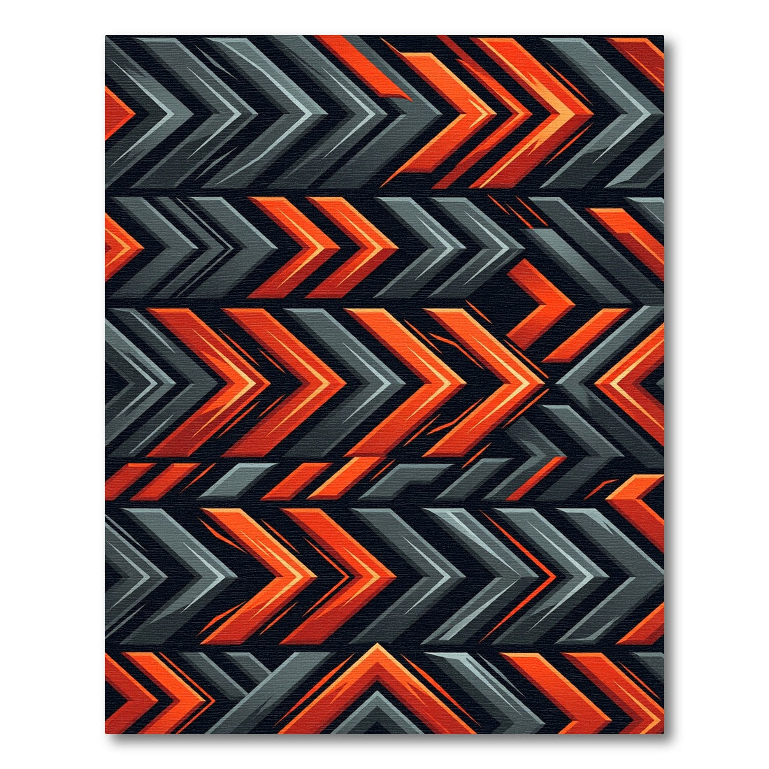 Vibrant Orange Charcoal Geometric Arrow Rug
