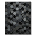 Dark Monochrome Hexagonal Grid Rug