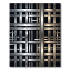 Metallic Silver and Bronze Grid Intersection Rug