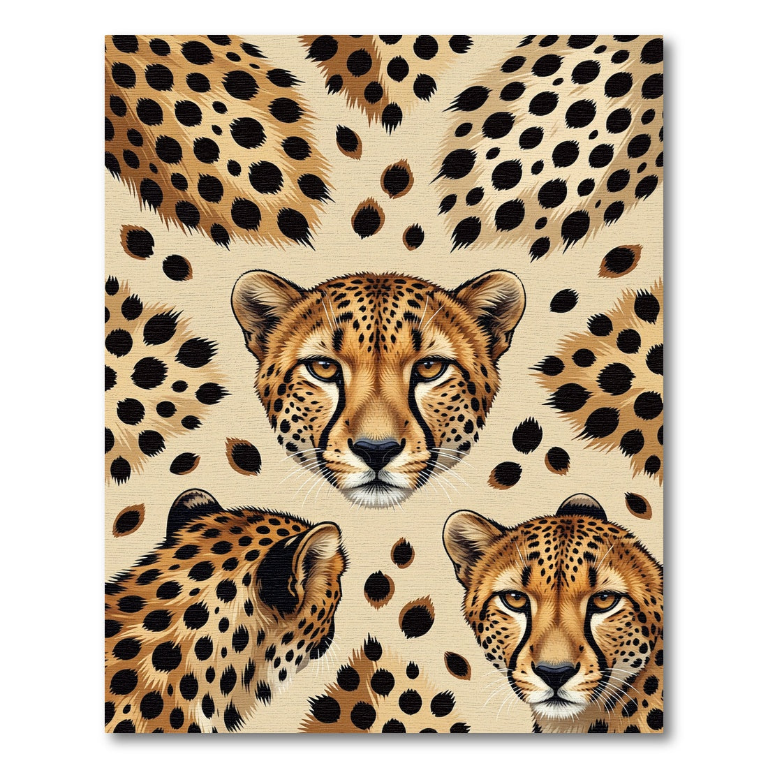 Golden Cheetah Portraits Ochre Animal Spotted Rug