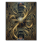 Golden Basketball Kinetic Energy Abstract Rug