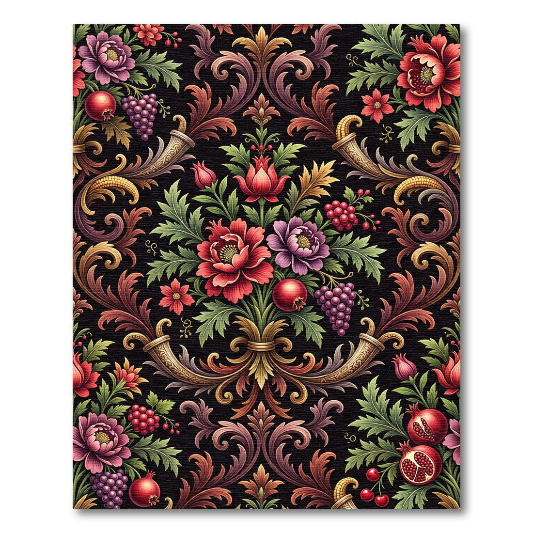 Rich Floral Cornucopia Accents Rug