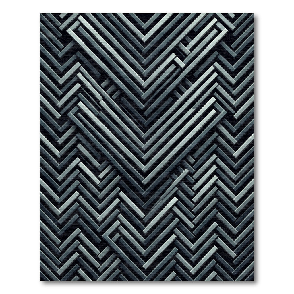 Sophisticated Gray Chevron Interlocking Geometric Rug