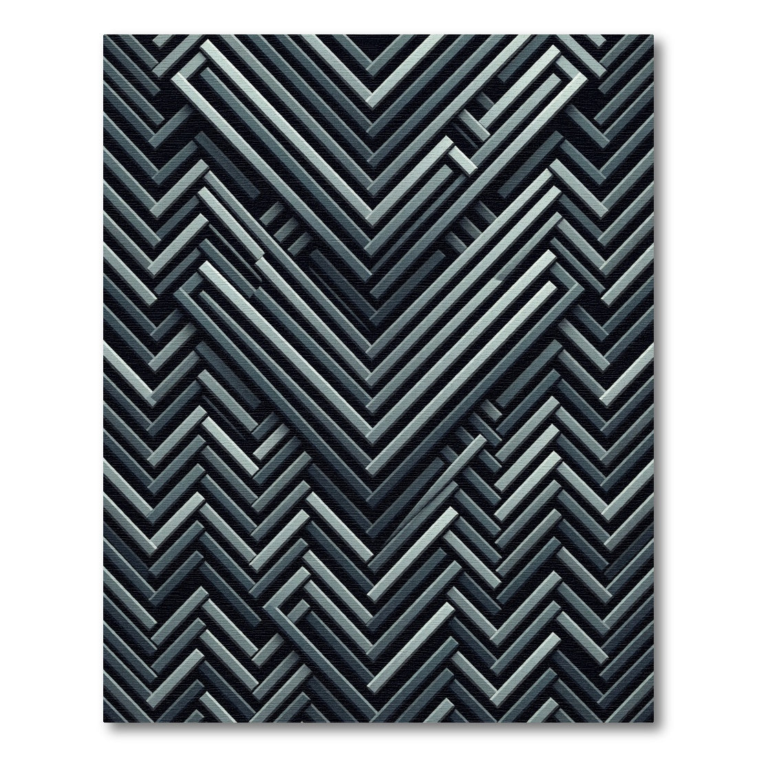 Sophisticated Gray Chevron Interlocking Geometric Rug