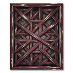 Dark Crimson Geometric Lattice Art Rug