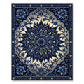 Elegant Azure Floral Medallion Border Rug