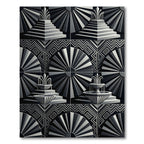 Monochrome Art Deco Fountain Fan Rug