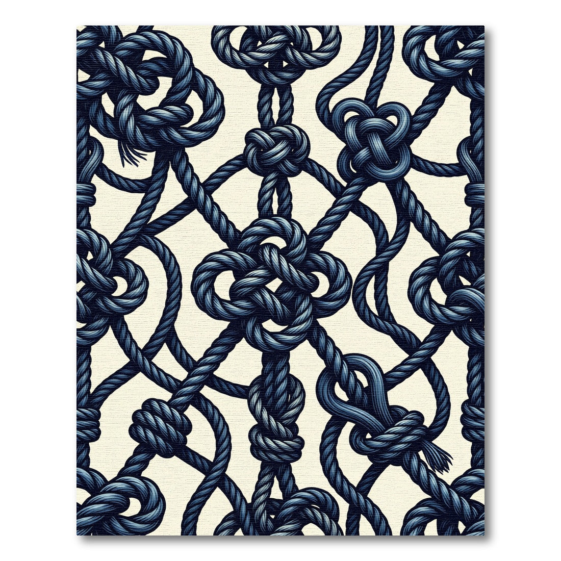 Intricate Navy Nautical Rope Knot Rug