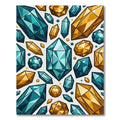 Teal Gold Gemstone Collage Rug