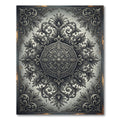 Ornate Charcoal Baroque Floral Medallion Rug