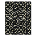 Delicate Black Floral Botanical Overlay Rug