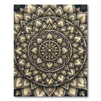 Golden Floral Mandala Medallion Circular Rug
