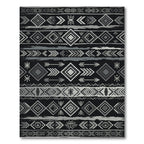 Silver Black Tribal Diamond Stripe Rug