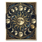 Celestial Gold Moon Phase Astronomy Art Rug