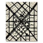 Modern Monochrome Abstract Urban Grid Rug