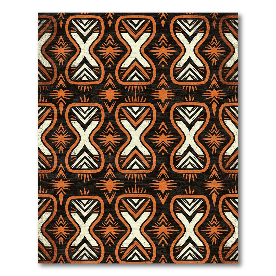 Geometric Terracotta Tribal Hourglass Earthy Rug