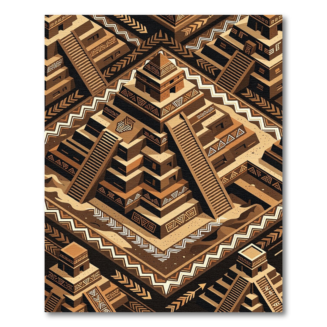 Geometric Tribal Steps Terracotta Rug