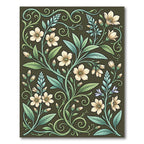 Cream Blossom Vine Scroll Rug