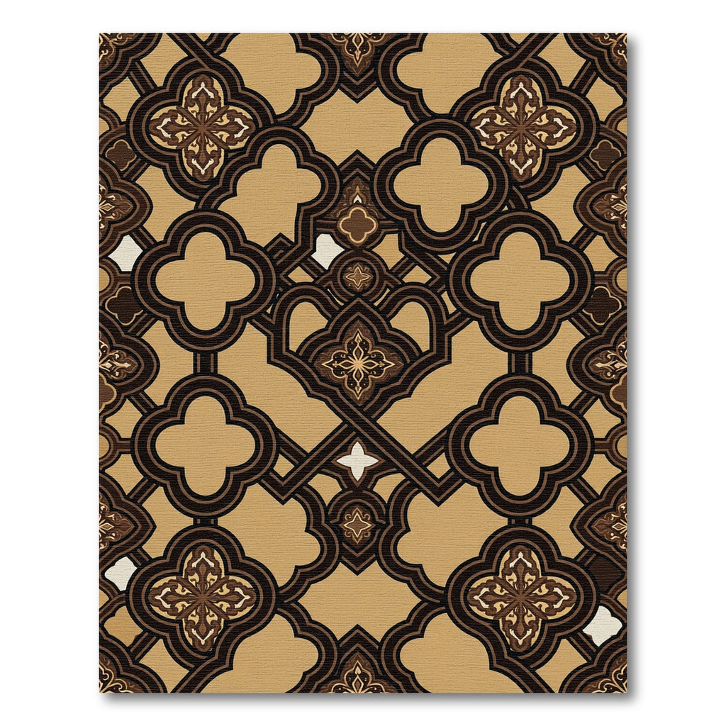 Elegant Bronze Quatrefoil Interlocking Geometric Rug