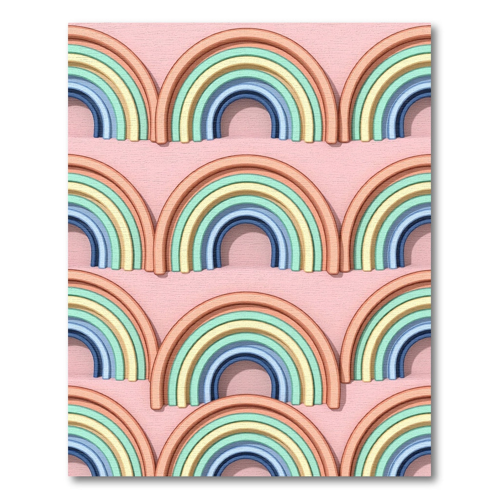 Pastel Rainbow Arch Geometric Arcs Rug