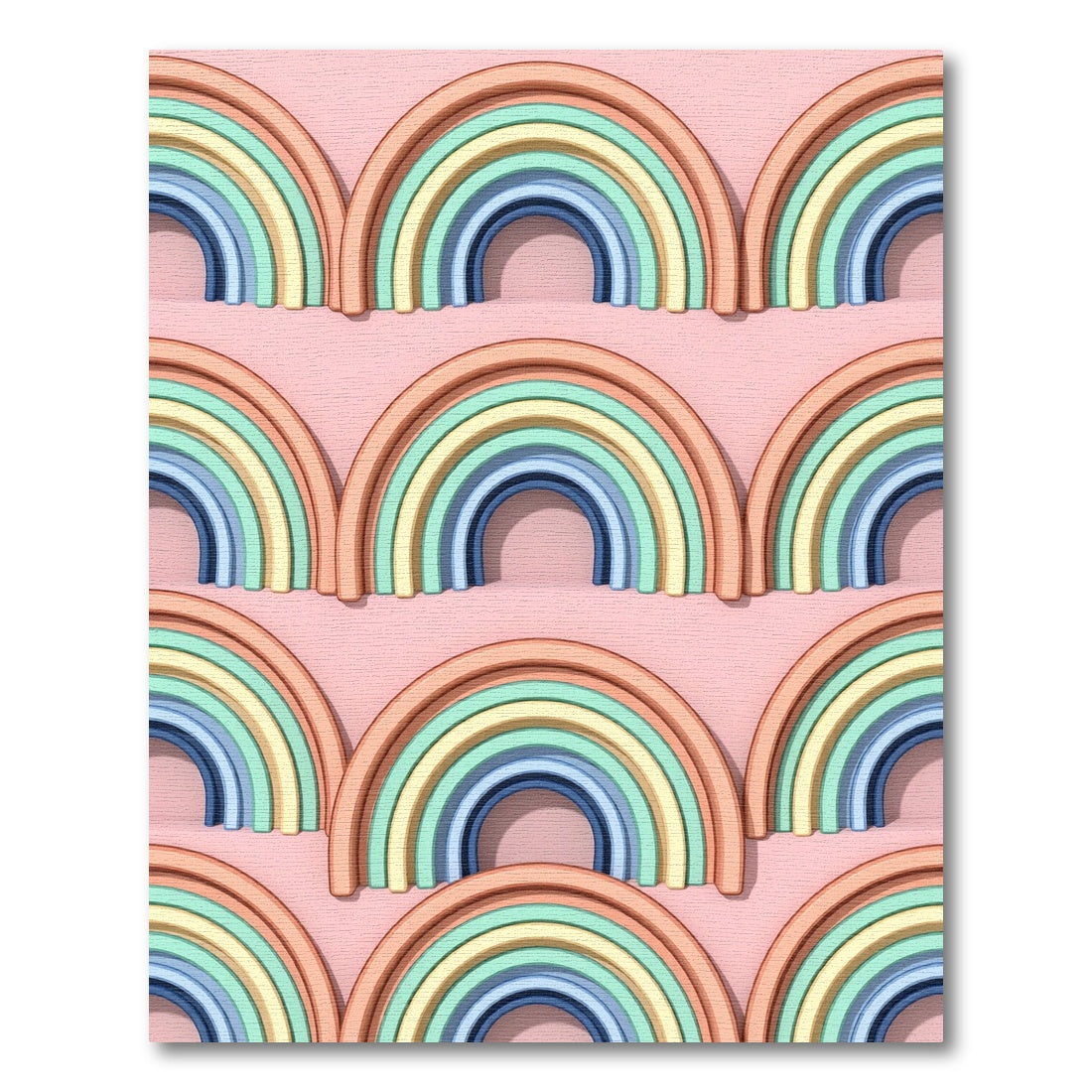 Pastel Rainbow Arch Geometric Arcs Rug